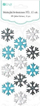3D декоративни налепници DP Craft Glitter Snowflakes, 12 парчиња, снежни мотива, бела сина сребрена