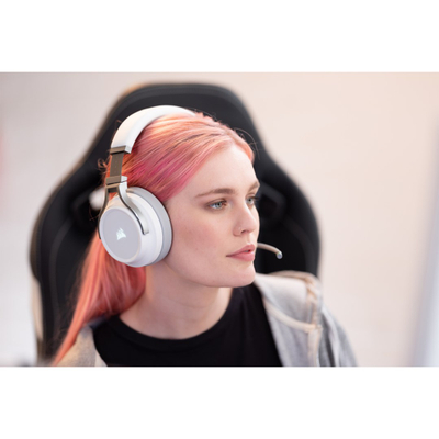 Безжични слушалки Corsair Virtuoso RGB, 50mm, 7.1 surround, бели