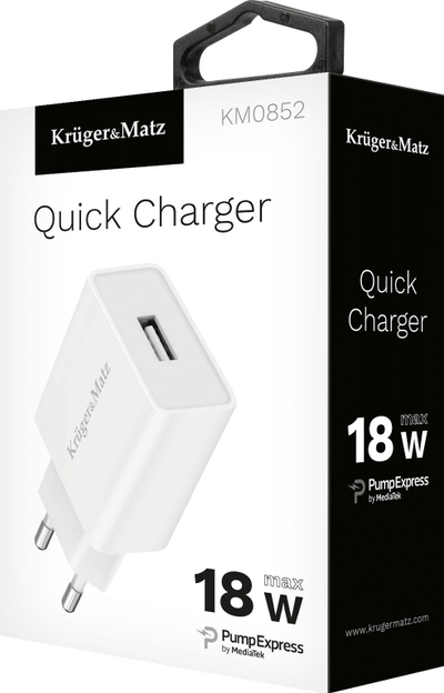 Ngarkues telefoni Kruger&amp;Matz LIVE 9S, 18W, USB Type A, i bardhë
