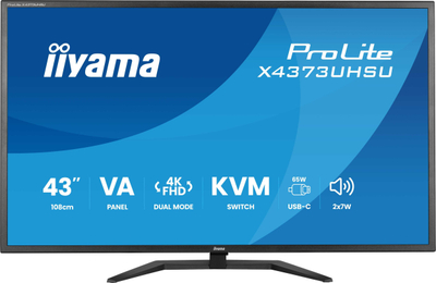 Monitor iiyama ProLite X4373UHSU-B2, 43", 4K UHD, i zi