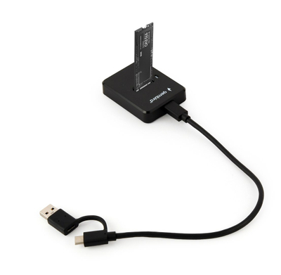 Stacion dokimi SSD Gembird ACC DOCK STATION USB C M.2 DD U3M2, për SATA dhe NVMe, i zi