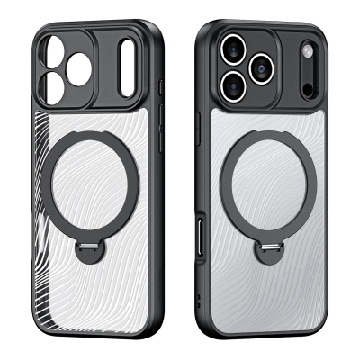Kllëf telefoni Dux Ducis Aimo Mag për iPhone 17 Pro, me unazë magnetike, me stand, i zi