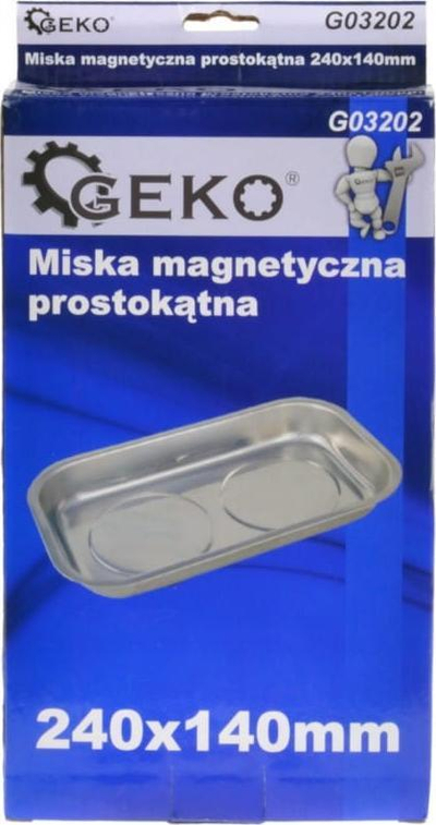 Tabaka magnetike drejtkëndore GEKO, 240x140mm, krom, me gomë