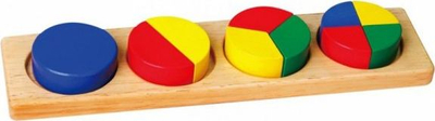 Puzzle druri Viga me blloqe matematikore me fraksione, Montessori, me shumë ngjyra
