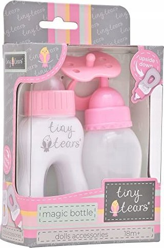 Set aksesorësh për kukulla Tiny Tears Magic Bottle, 2 biberonë, me qetësues, rozë
