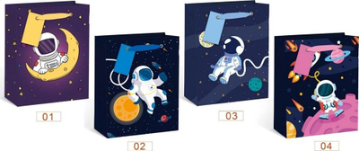 Qese dhuratash W&amp;K KR 2976 M, 26x32x12.5 cm, me astronautë, shumëngjyrëshe