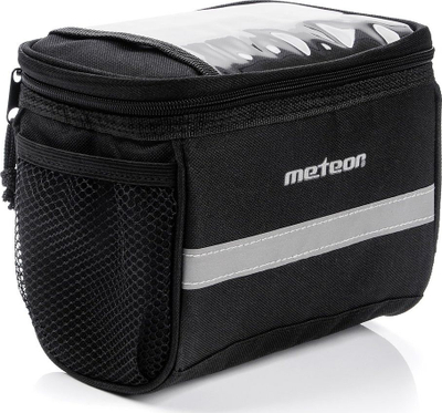 Çantë timoni biçiklete Meteor Batura, 3.5L, xhep transparent për telefon, ngjyrë e zezë