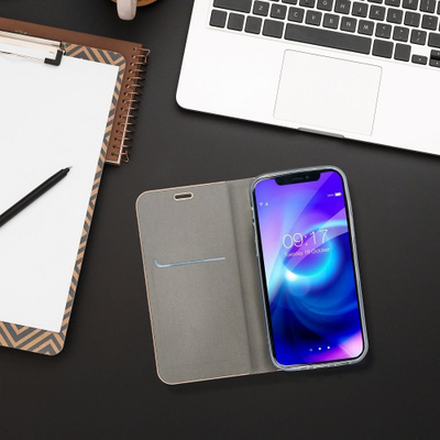 Këllëf telefoni LUNA Book Gold për Xiaomi Redmi Note 12s, tip portofoli, me xhep kartash, ngjyrë argjendi e hijshme
