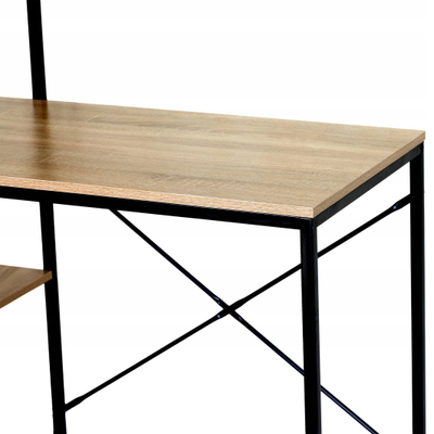 Tavolinë zyre Modern Loft School Desk, me rafte të integruara, dyshtresore, ngjyrë druri