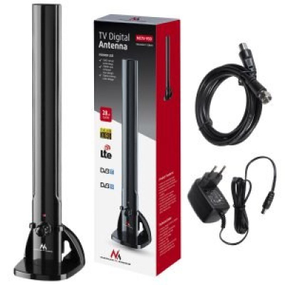 Antena e brendshme TV Maclean MCTV-930A, DVB-T T2, amplifikator LTE, e zezë
