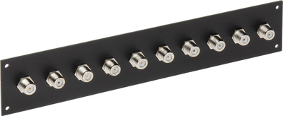 Panel shpërndarës DELTA G-10F/R, 10 porta F, për kabinet RACK, i zi