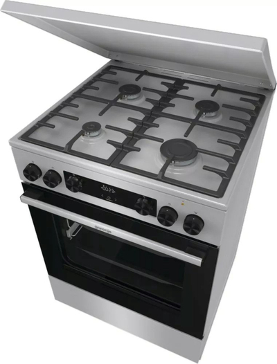 Shporet me gaz dhe furrë elektrike Gorenje G600 GKS6C71XF, 4 vatra, 71L, inox