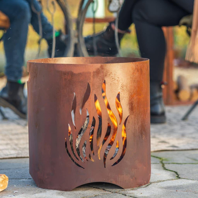 Oxhak kopshti RedFire Kiruna, çelik i trashë, punim dore, me prerje flake, ngjyrë ndryshk