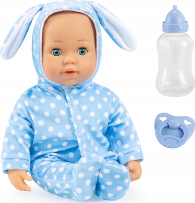 Kukull bebe Anna First Words, 38cm, 24 tinguj, e kaltër me pika të bardha