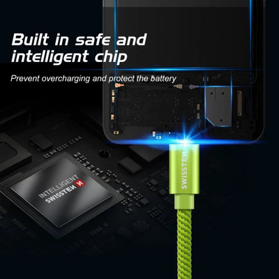 Kabllo USB Swissten Textile, USB A me USB C, 0.2m, e zezë