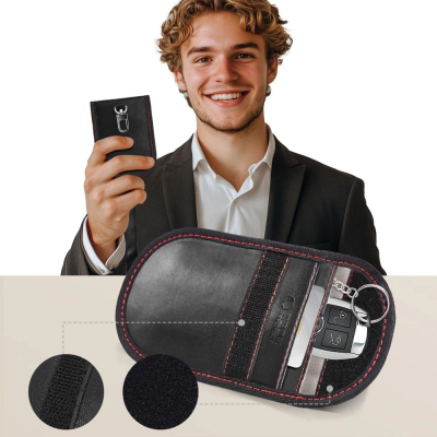 Çantë Faraday për çelsa Tech-Protect KLR100, bllokim RFID, Keyless Go, e zezë me të kuqe