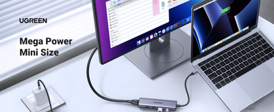 Hub USB C Ugreen 15596, 5 në 1, HDMI 4K, 100W PD, gri