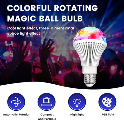 Llambë disko LED LBCRL, E27, RGB rrotulluese, e bardhë