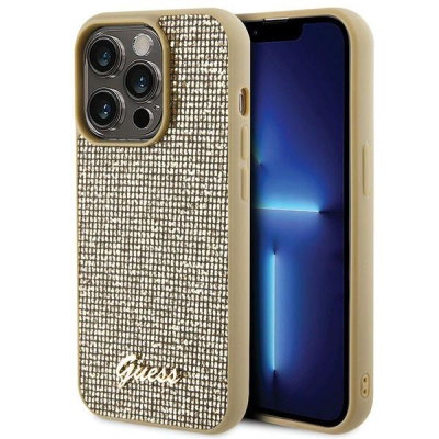 Маска за телефон Guess Disco Metal Script GUHCP15LPMSDGSD, за iPhone 15 Pro 6.1", тврдa маска, златна боја