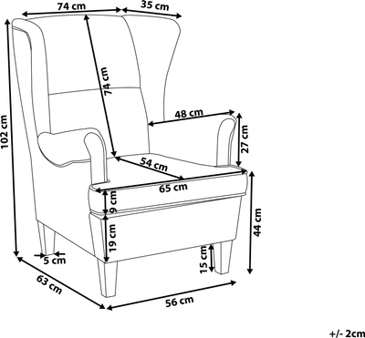 Kolltuk Wingback ABSON, me cope, shpinë e naltë, i verdhë