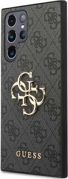 Mbrojtëse telefoni Guess Golden Logo për Samsung Galaxy S22 Ultra, hardcase, gri