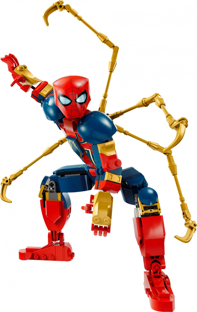 Figurë ndërtuese Marvel Iron Spider Man, me krahë robotikë, e lëvizshme, shumëngjyrëshe