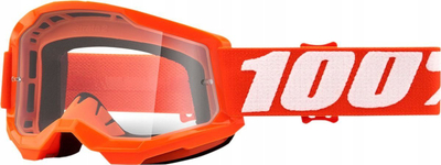 Syze motokrosi 100% Strata 2 Junior, xham transparent anti-fog, portokalli