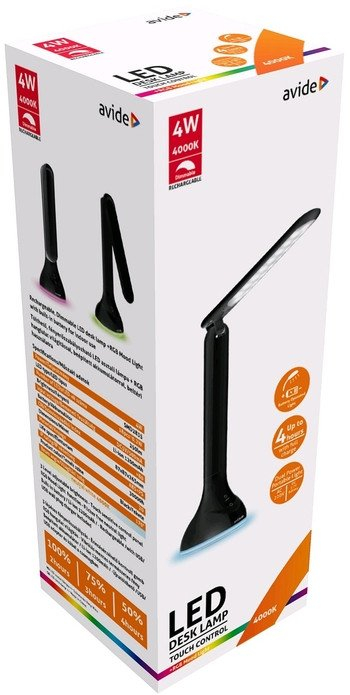 Lampë tavoline Avide LED RGB Mood Light, 4W, me bateri, e zezë