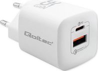 Karikues rrjeti Qoltec GaN ULTRA 35W, USB C PD, USB QC 3.0, i bardhë