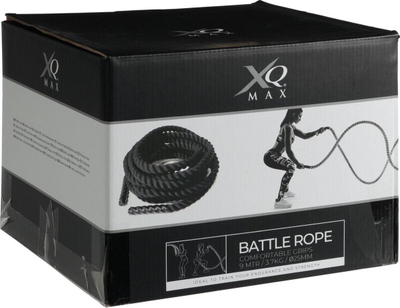 Litar stërvitje XQ Max Battle Rope, 9m, 25mm, i zi