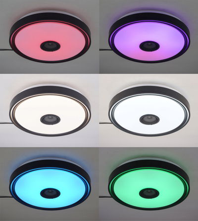 Lampë tavoni LED Cosmo, 48W, Bluetooth RGB 40cm, e zezë