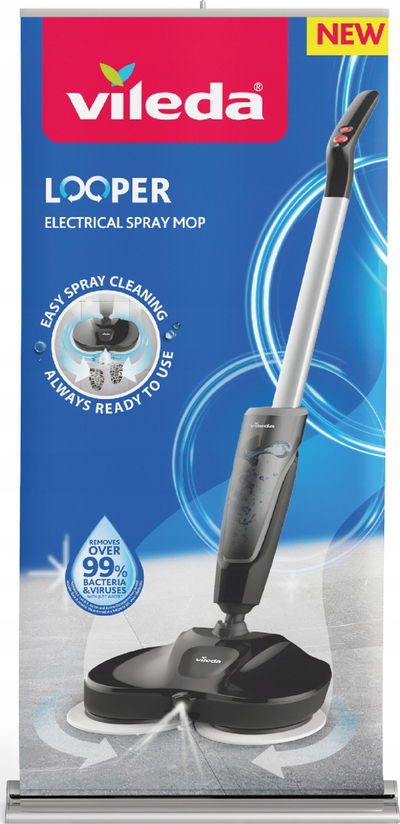 Mop elektrik Vileda Looper, me spërkatje, pa kabllo, i zi
