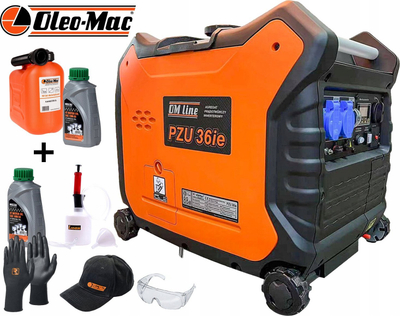 Gjenerator inverter Oleo-Mac PZU 36ie, 3.0 kW, motor 212 cm³, portokalli me të zezë