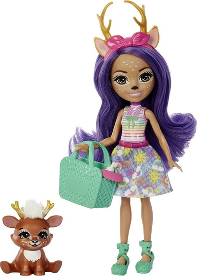 Set lodrash Mattel Enchantimals BFF Reveal Danessa Deer, kukull 15 cm, me kafshë surprizë, shumëngjyrëshe