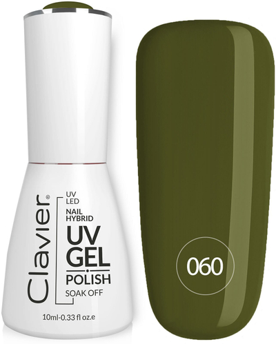 Llak-gel hibrid për thonj Clavier Luxury 060, UV LED, 10 ml, jeshile kaki