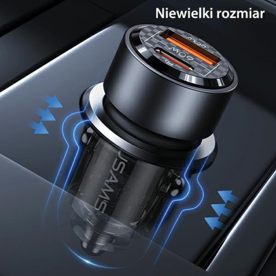 Karikues makine Usams C39, USB dhe USB C, 60W Fast Charge, i vjollcë
