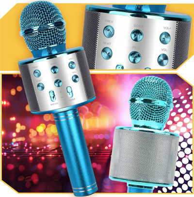 Mikrofon karaoke Bluetooth CR58, altoparlant i integruar, kartë TF USB, ari rozë