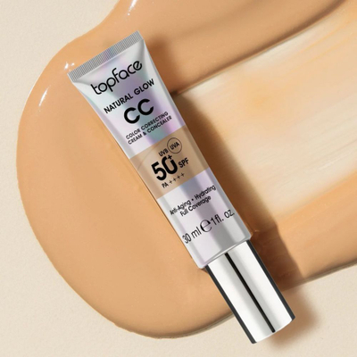 Krem CC për fytyrë Topface Natural Glow SPF 50+, Cool Linen 004, 30ml