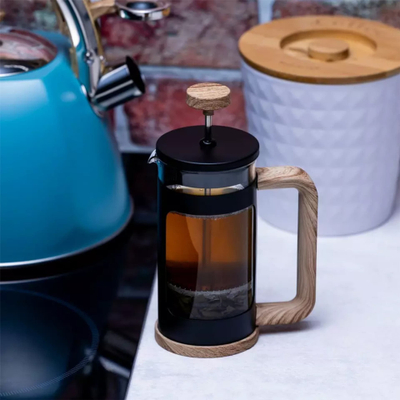 French press për kafe dhe çaj Klausberg, 600ml, xham borosilikat, i zi