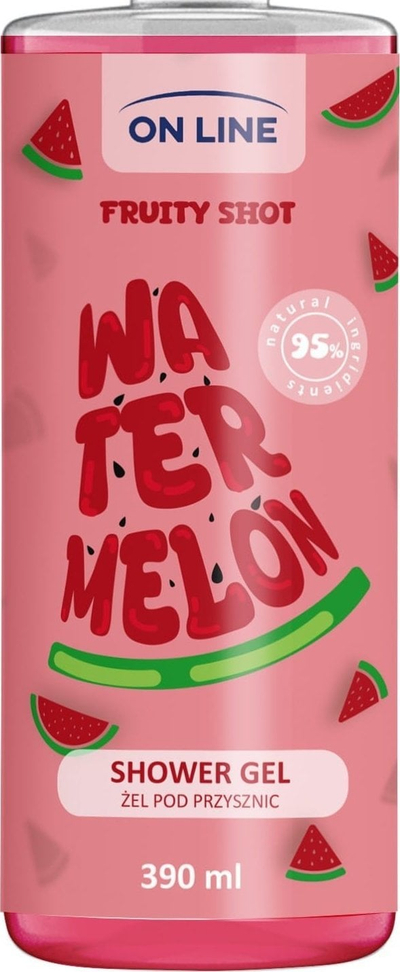Xел за туширање On Line Fruity Shot Watermelon, 390 ml, арома лубеница