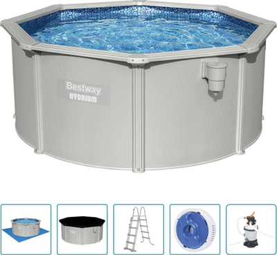 Базен со рамка Bestway Hydrium Pool Set, 300x120 cm, со пумпа за филтрирање, сив
