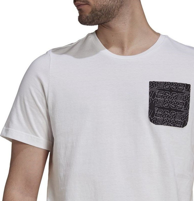 Bluzë adidas TX Pocket Tee M GU8993, pambuk i përzier, e bardhë