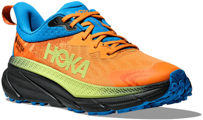 Машки планинарски патики HOKA Challenger 7 GTX, Gore-Tex, ѓон со амортизација, повеќебојна портокалова