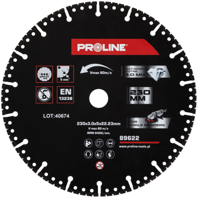 Disk prerës me diamant Proline Multi Material, 230mm, 3.0mm, gri