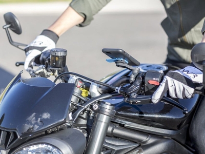 Држач за телефон за мотор Quad Lock Motorcycle Handle Bar Mount, монтирање на кормило, ротација 360°, црна
