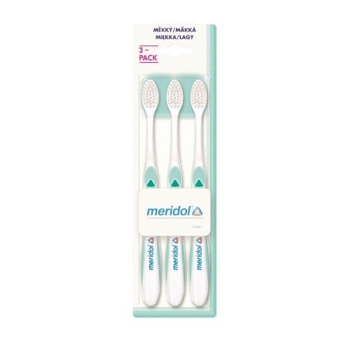 Set furçash dhëmbësh Meridol Soft, 3 copë, për dhëmbë të ndjeshëm