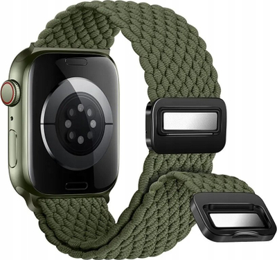 Rrip ore Forcell F-Design FA02 për Apple Watch, najlon magnetik, 42 44 45 49mm, jeshile ulliri e errët