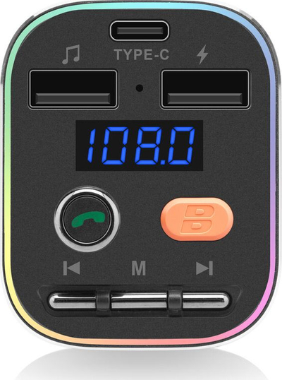 Transmetues FM për makinë Gogen CTR 348 BT C, Bluetooth 5.0, USB dhe USB C, i zi
