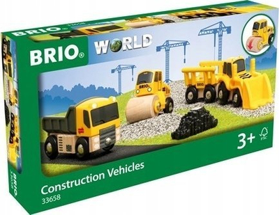 Set lodrash ndërtimi Brio Construction Vehicles, kamion e makina ndërtimi, 3+ vjeç, shumëngjyrësh