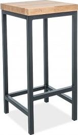 Tabure bar Metro H-1, 75cm, dru lis natyral, metal i zi
